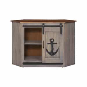 47" Corner TV Cabinet w/ Barn Door & Adjustable Shelf