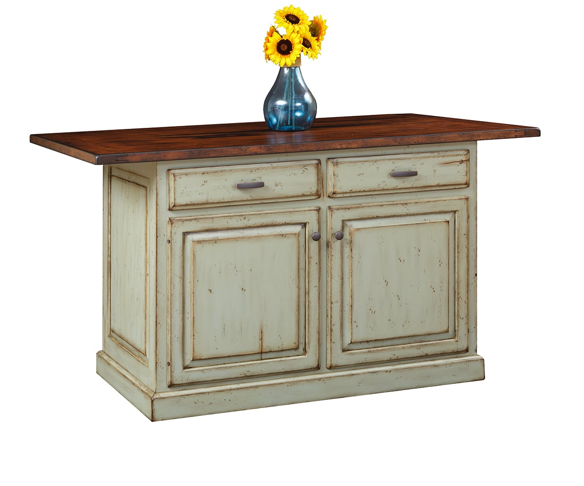 Traditional Island w/ 2 Drawers and 2 Doors & Rough Sawn Top - Lapps Dutch Furniture