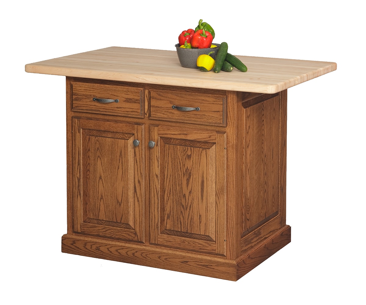 Traditional Island w/ 2 Drawers and 2 Doors & Butcher Block Top - Lapps Dutch Furniture