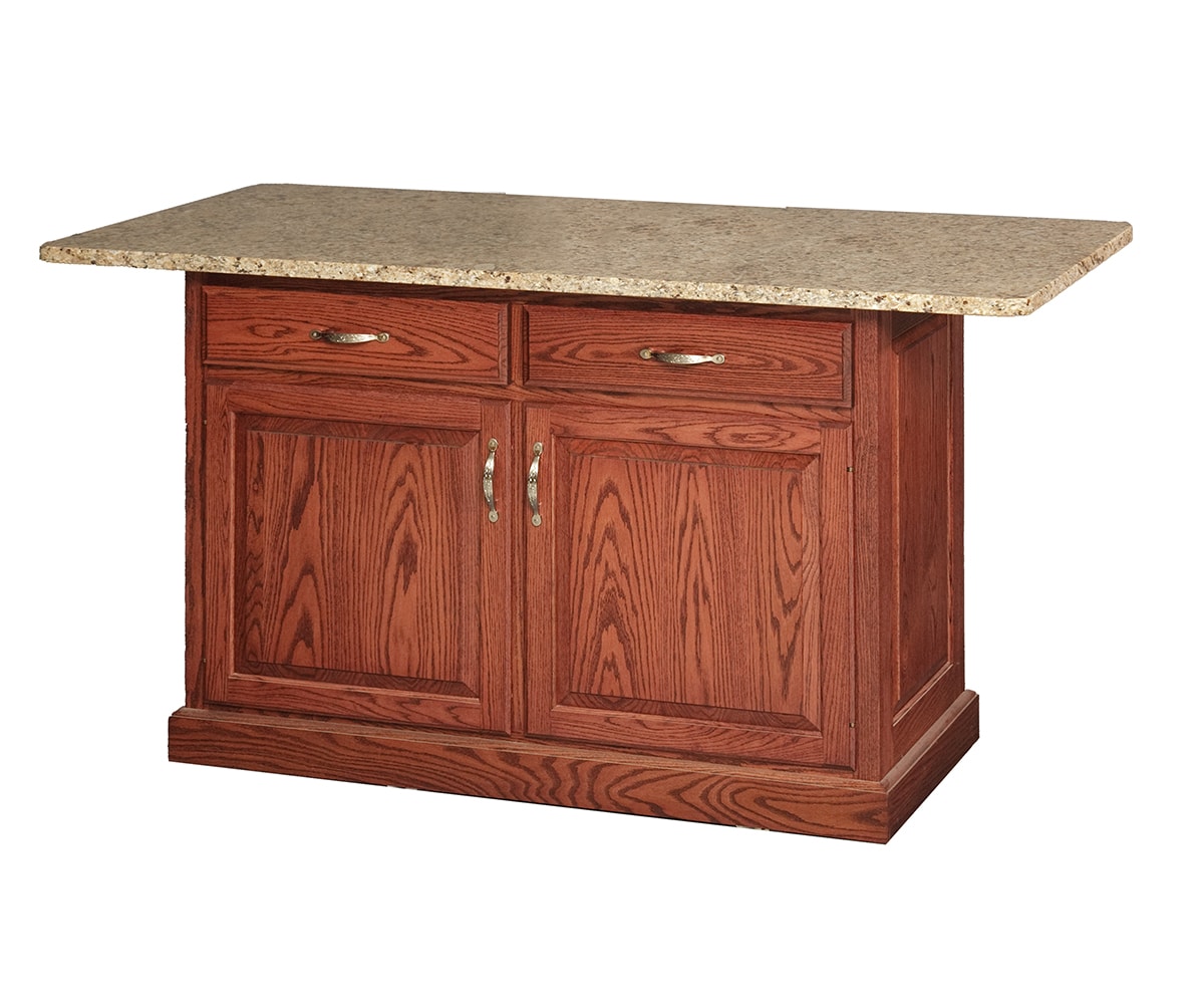 Traditional Island w/ 2 Drawers and 2 Doors w/ Granite Top - Lapps Dutch Furniture