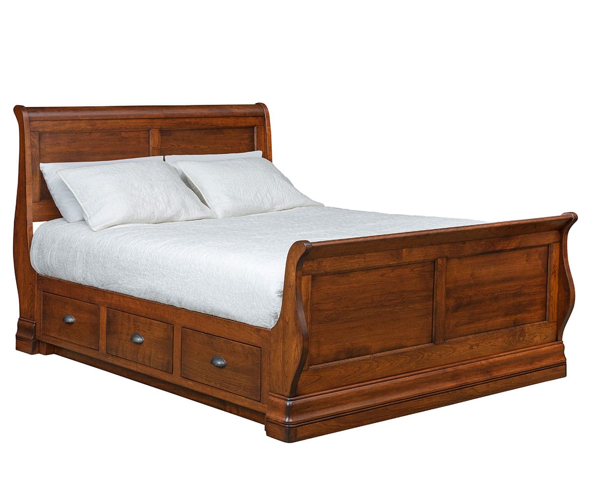 Calais Sleigh Bed With High Footboard and Underbed Storage - Lapps Dutch Furniture