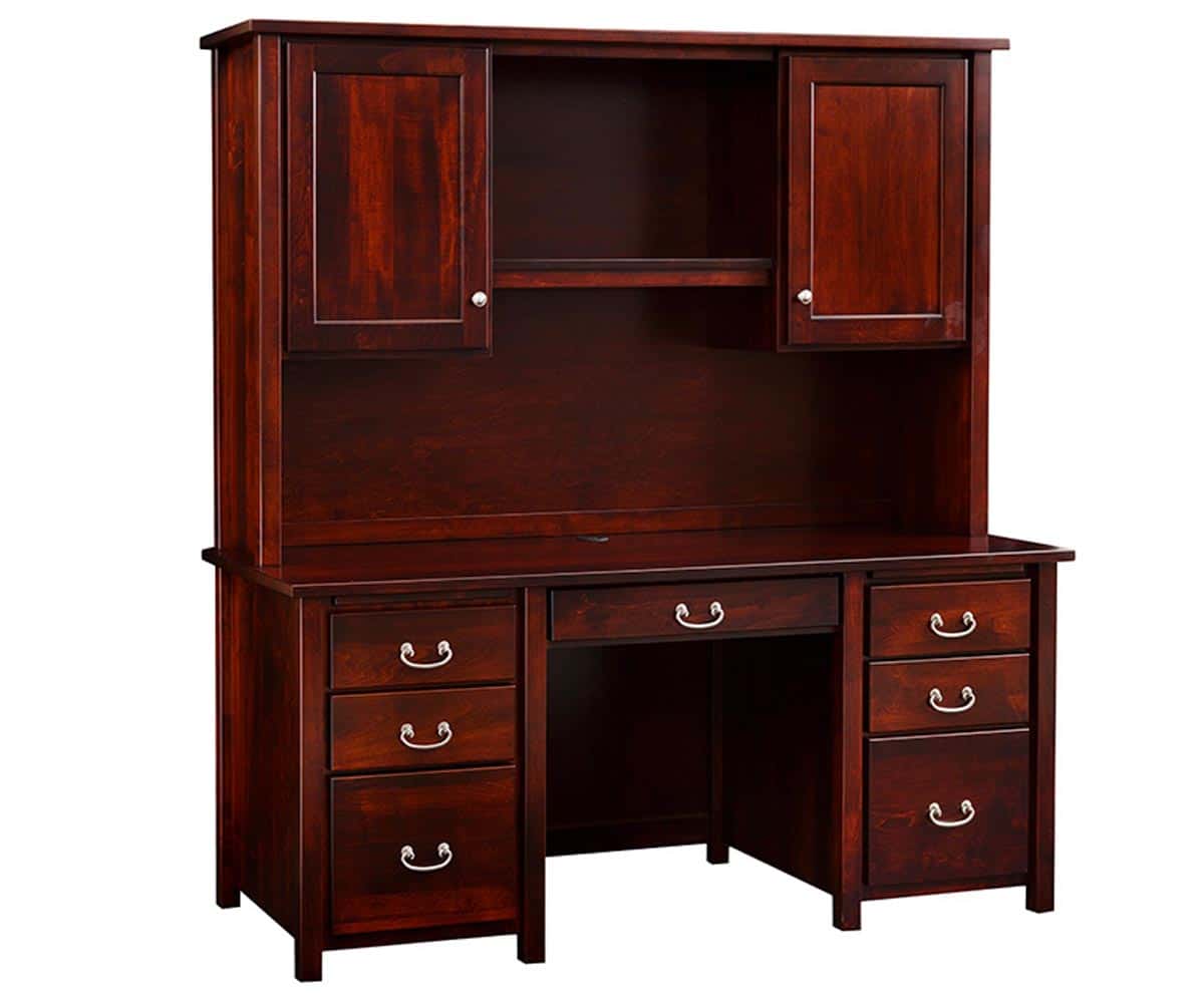 Eshton Double Pedestal Desk & Hutch - Lapps Dutch Furniture
