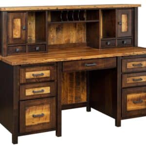 Loft Desk with Computer Hutch