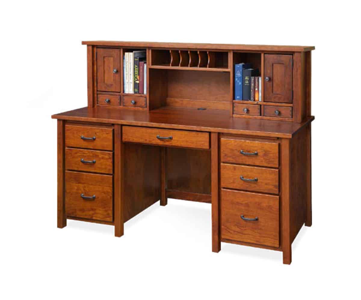 Eshton Double Pedestal Desk and Hutch - Lapps Dutch Furniture