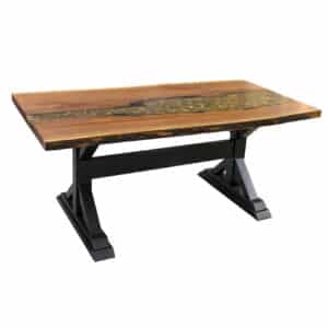 Walnut River Table with River Stones - Lapps Dutch Furniture
