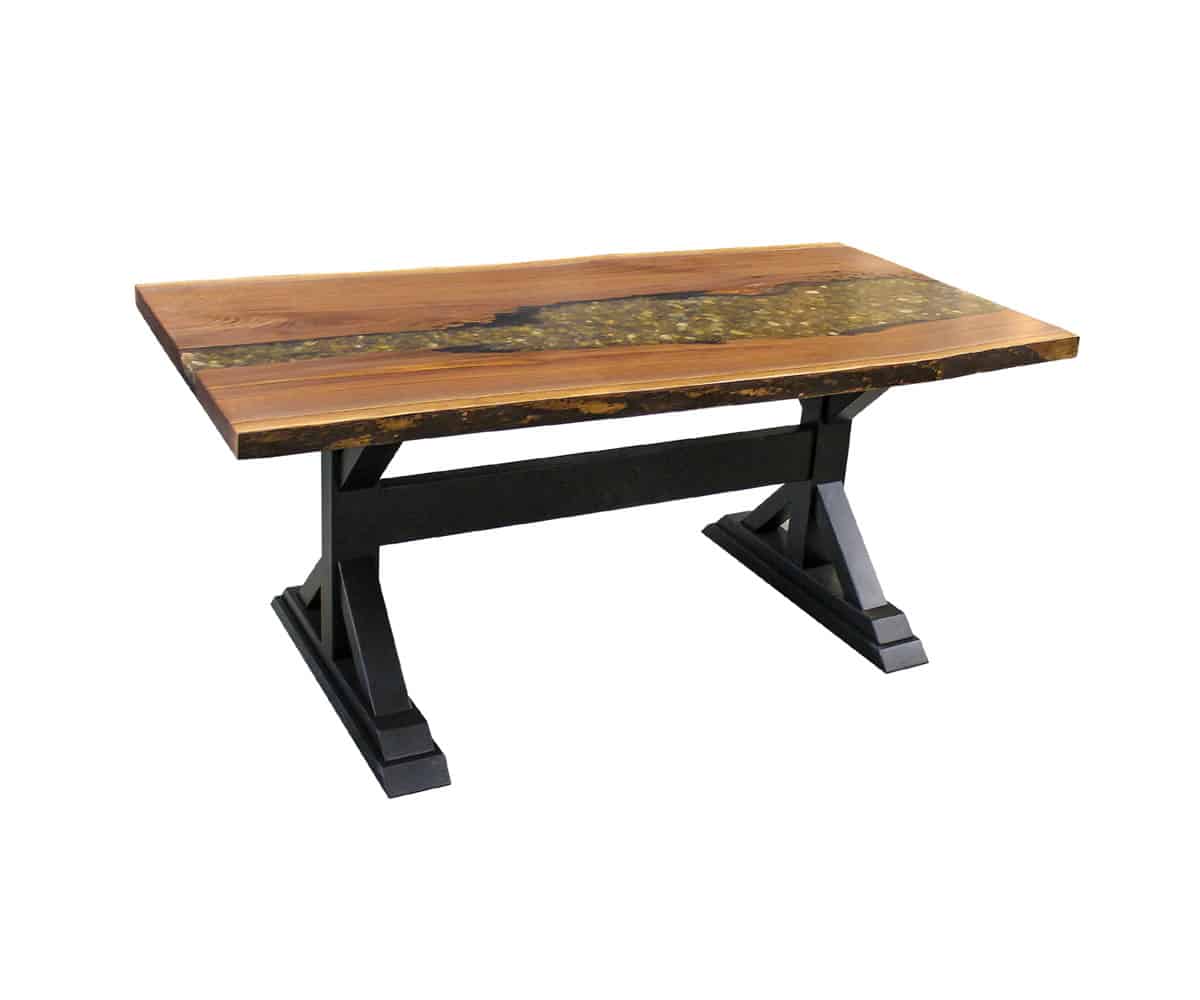 Walnut River Table with River Stones - Lapps Dutch Furniture