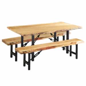 Wormy Maple Dining Table & Bench