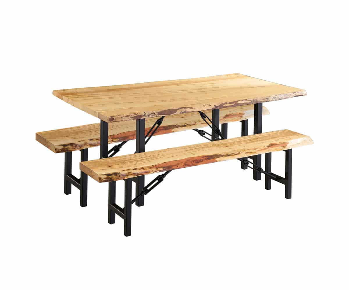 Wormy Maple Dining Table & Bench - Lapps Dutch Furniture