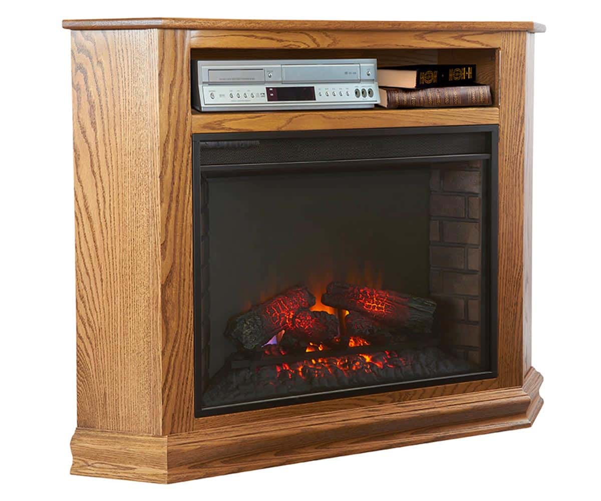 Corner TV Stand with Fireplace Insert - Lapps Dutch Furniture
