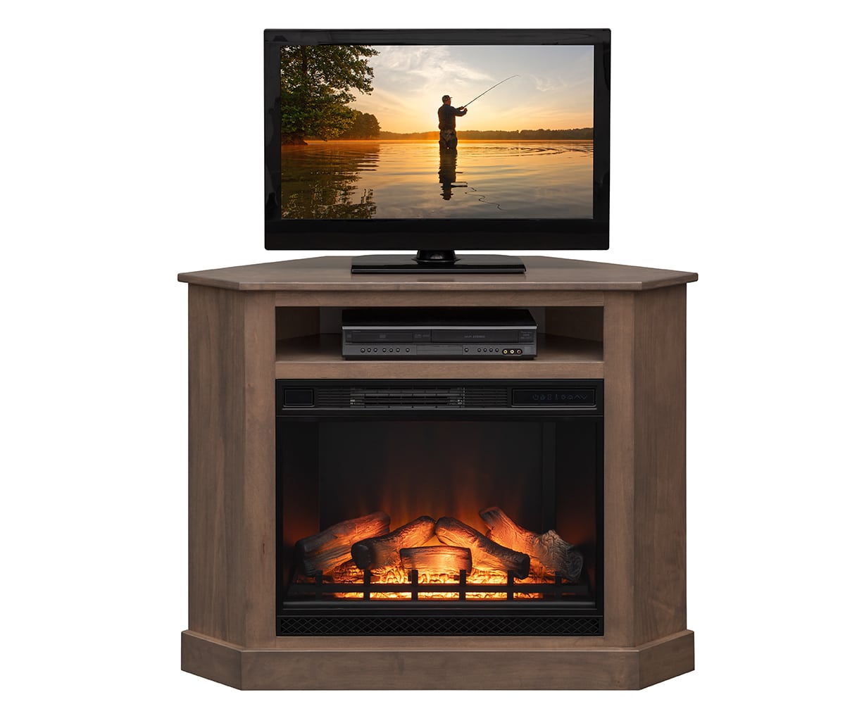 Corner TV Stand with 28″ Fireplace Insert - Lapps Dutch Furniture