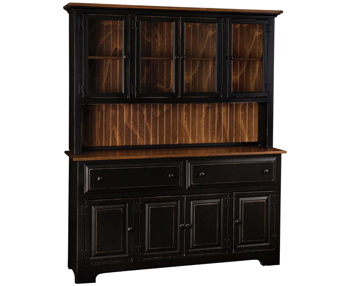 4 Door Hutch With Glass Top - Lapps Dutch Furniture
